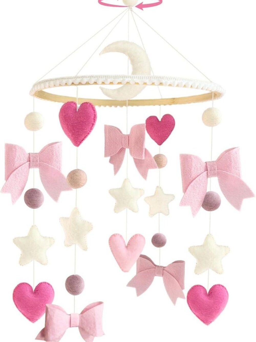 Pink Bow Baby Crib Mobile - Adorable Nursery Decor for Girls, Perfect Gift!